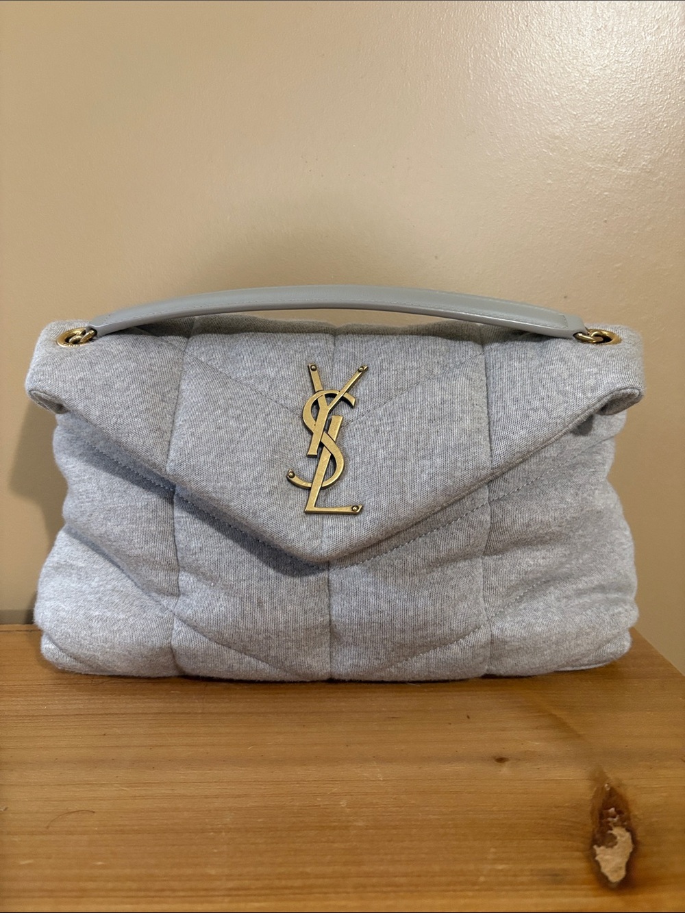 Saint Laurent Light Gray Medium Jersey LouLou bag
